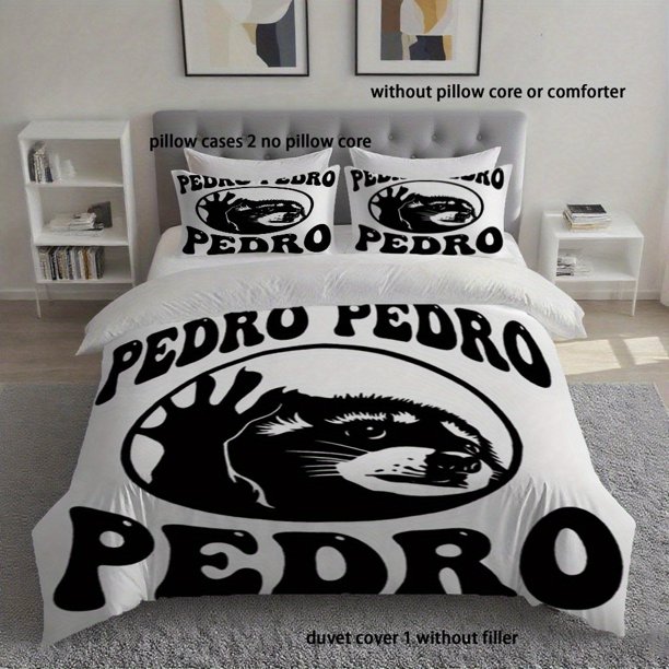 3pcs Pedro Raccoon Printed Duvet Cover Set \u2013 High-Quality Home Decor Warm & Cozy Upgrade for Bedrooms