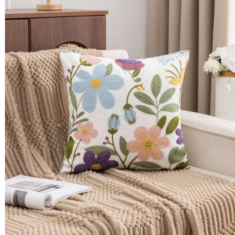 Genérico - Pack De 2 Cojines + 2 Fundas Bordadas Con Cierre Oculto Medida 45x45cm
