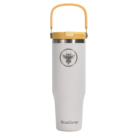 Vaso Termico Tumbler Mug Termo BossCamp 1200ml Tapa 2 en 1 Blanco