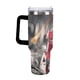 thumbnail image 3 of Bukayo Saka Vaso aislado de acero inoxidable con asa, diseño temático, regalo para familia, amigos y fans; incluye pajita y encaja en el portavasos estándar, 40 oz, 3 of 6