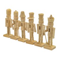 Magideal - 6 Adornos De Cascanueces De Madera Sin Terminar Para Manualidades Navideñas. Figura De Cascanueces Para Hacer Tú Mismo. Muñeco Sin Pintar Para Manuali