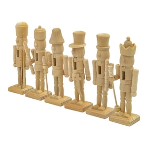 Magideal - 6 Adornos De Cascanueces De Madera Sin Terminar Para Manualidades Navideñas. Figura De Cascanueces Para Hacer Tú Mismo. Muñeco Sin Pintar Para Manuali