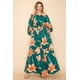 thumbnail image 1 of Conjunto De Top De Manga Larga Con Hombros Descubiertos Estampado De Flores Detalles Elásticos Y Pantalones Anchos De Cintura Alta Verde (para Mujer), 1 of 5
