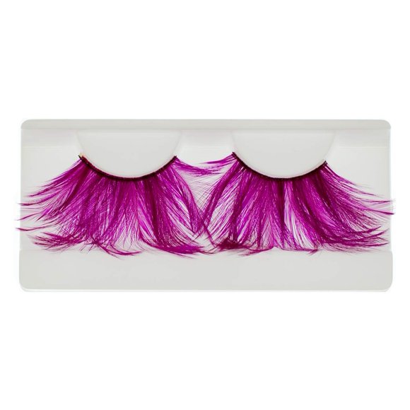 Pestañas Postizas de Plumas Falsas Rosadas para Halloween, 1 Par