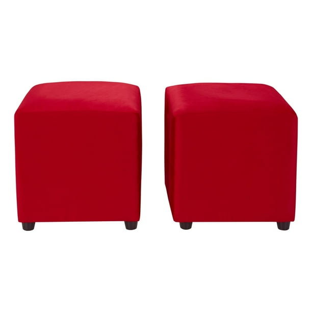 Set Pouf Cali 1c Felpa 30 Rojo