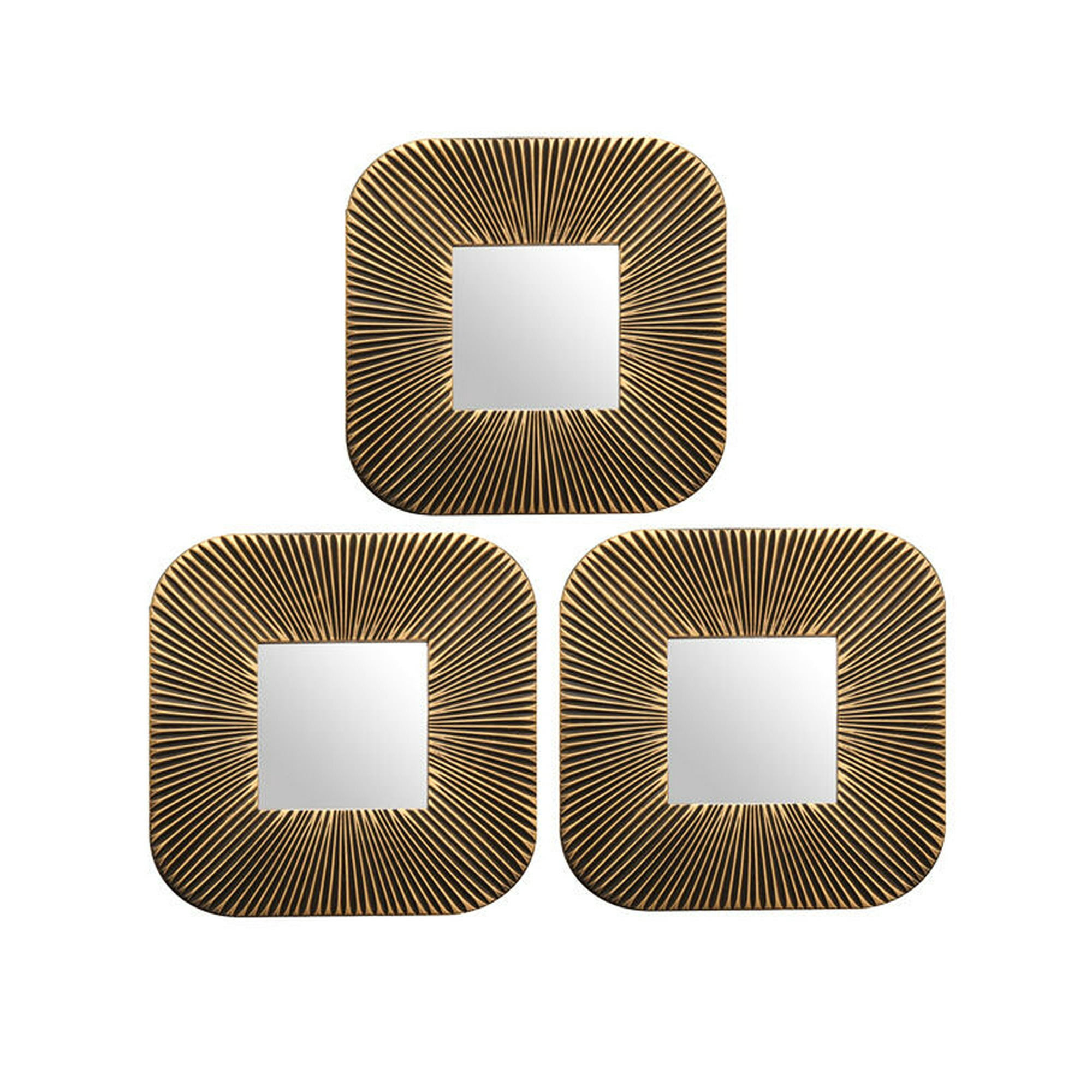 Vgo - Set De 3 Espejos Cuadrados 25x25 Cm C/u