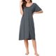 thumbnail image 2 of INSPIRE CHIC Camisón de Mujer de Modal Suave con Botones, Manga Corta, Cuello Redondo y Largo Midi, Ropa de Dormir M Gris Oscuro, 2 of 6