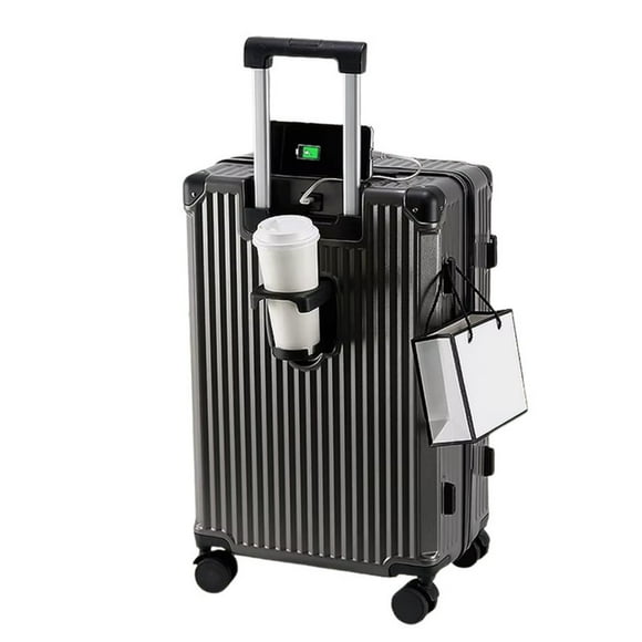 Maleta Tapa Dura Moderna 71x44x27 cm Porta Vaso USB Gris