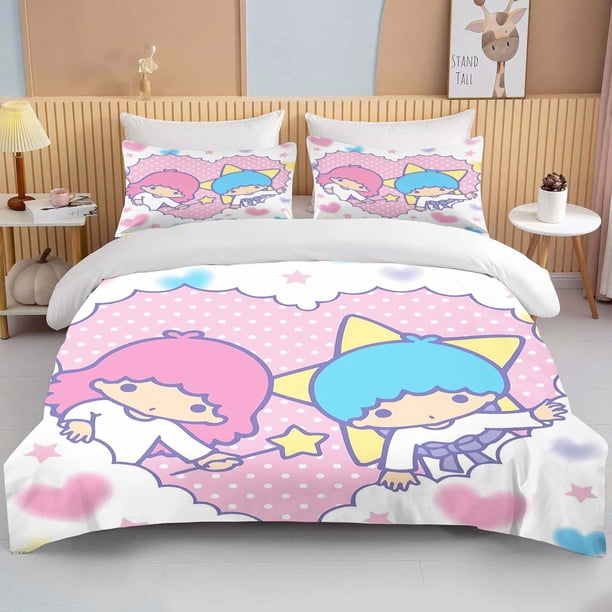 Sanrio Little Twin Stars Printed Warm Soft Quilt Cover Pillowcase Bedding Set Kids Adult Comfortable Bed Set Twin King Bed Sheets
