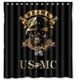 thumbnail image 1 of Cortina de ducha de baño con diseño de calavera negra del Cuerpo de Marines de EE. UU. con ganchos, tamaño 66 x 72 pulgadas, 1 of 3