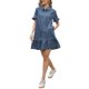 thumbnail image 4 of INSPIRE CHIC Vestido Mini de Mezclilla para Mujer con Mangas con Volantes, Botones, Cuello Casual, Vestidos de Jean con Bolsillos XS Azul, 4 of 6