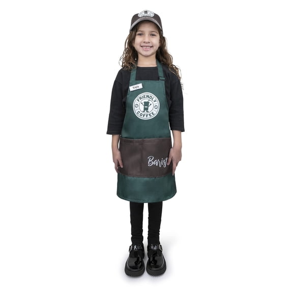 Disfraz de barista para niños de Dress Up America con delantal y gorra