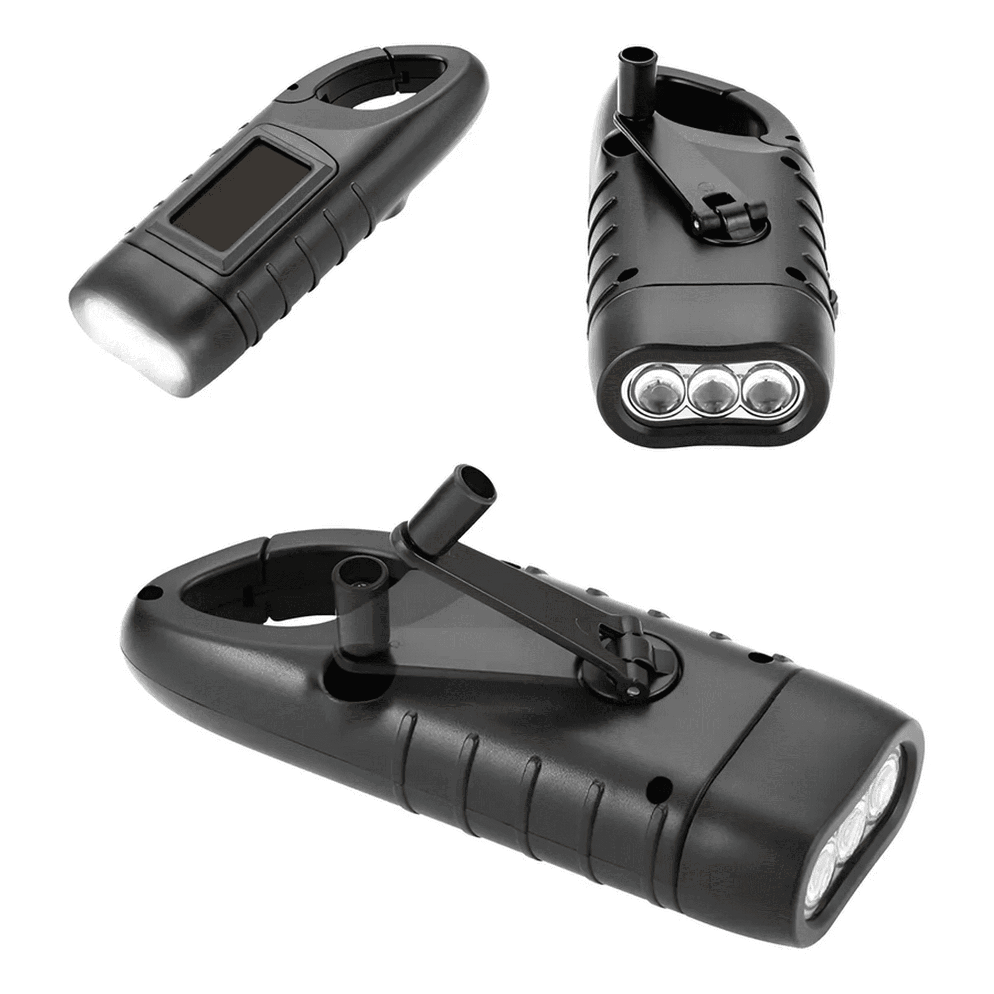 Genérico - Linterna Recargable Con Dinamo Y Panel Solar Para Camping