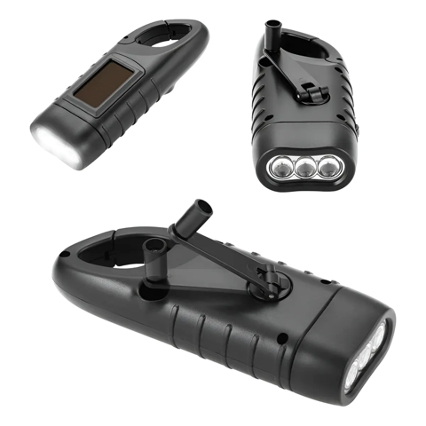 Genérico - Linterna Recargable Con Dinamo Y Panel Solar Para Camping