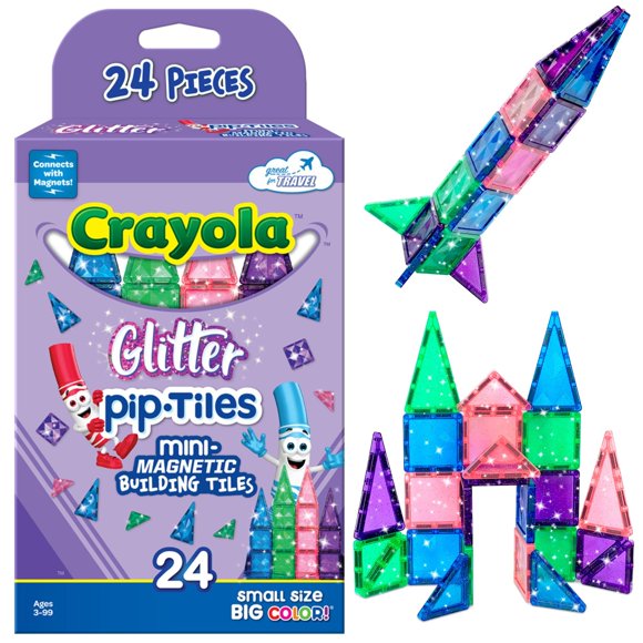 Set de construcción magnético CreateOn Crayola Mini Pip-Tiles, 24 piezas