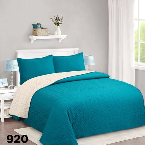 Genérico - Cubrecama Quilt Sherpa 1 1/2 Plazas - Petróleo M920