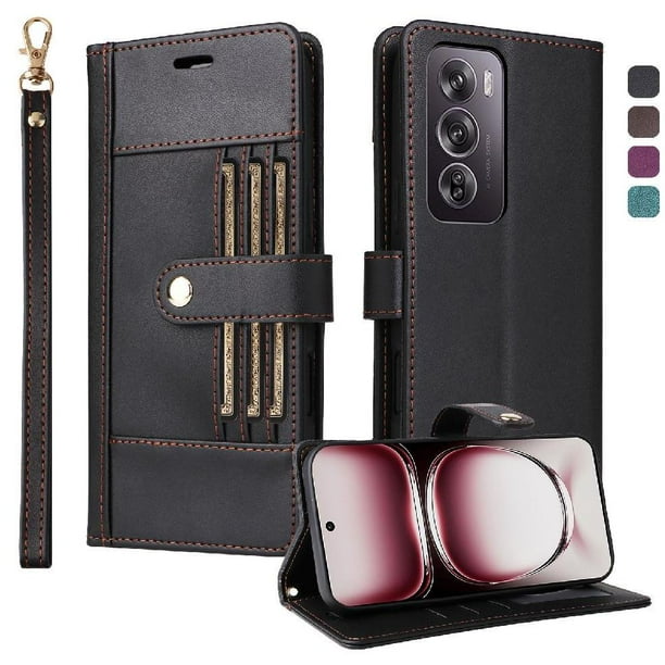 FOXDOCK Funda tipo Cartera para Realme 12 Pro Plus – Cubierta de Cuero PU con Múltiples Ranuras, Bolsillo para Efectivo y Correa de Muñeca