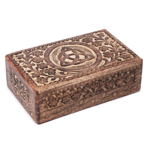 Caja de joyería Ajuny 20 x 13 cm con grabados del nudo de la Trinidad