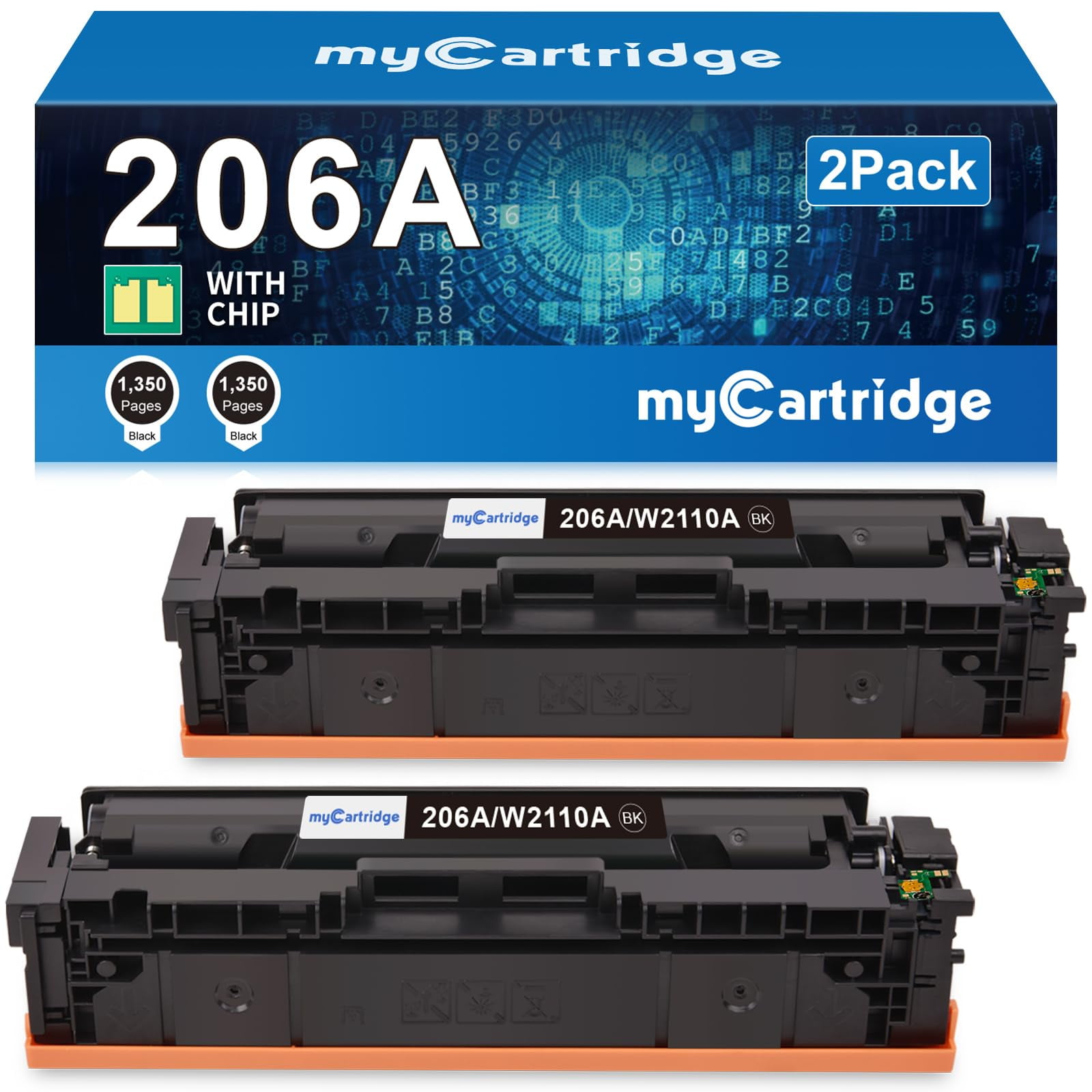 My Cartridge - Cartucho De Tóner Mycartridge 206a Negro, Paquete De 2 Unidades Para Impresora Hp