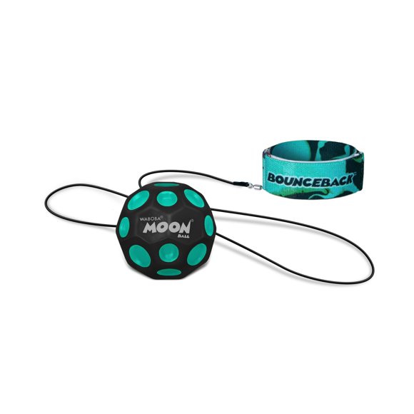 Bola de luna negra y azul Bouncy Ball Waboba Bounceback Returning