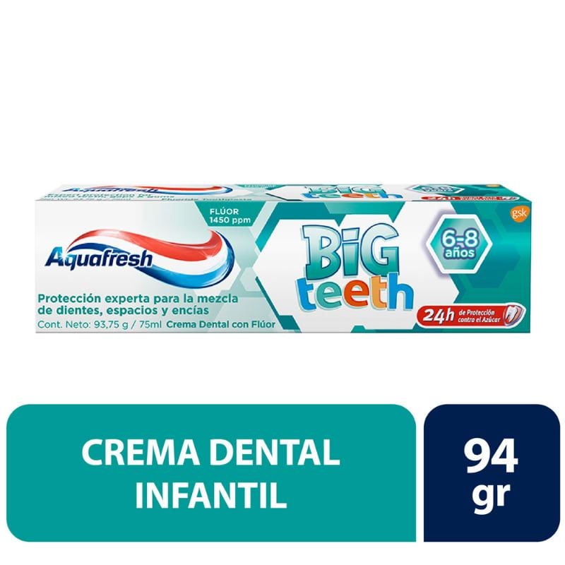 Pasta Dental Niños Big Teeth 6-8 Años 94 g Aquafresh