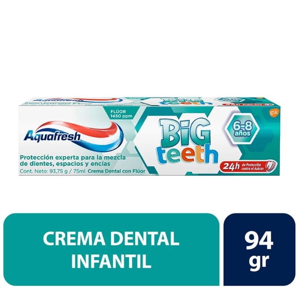 Pasta Dental Aquafresh Niños Big Teeth 6-8 años, 94 g