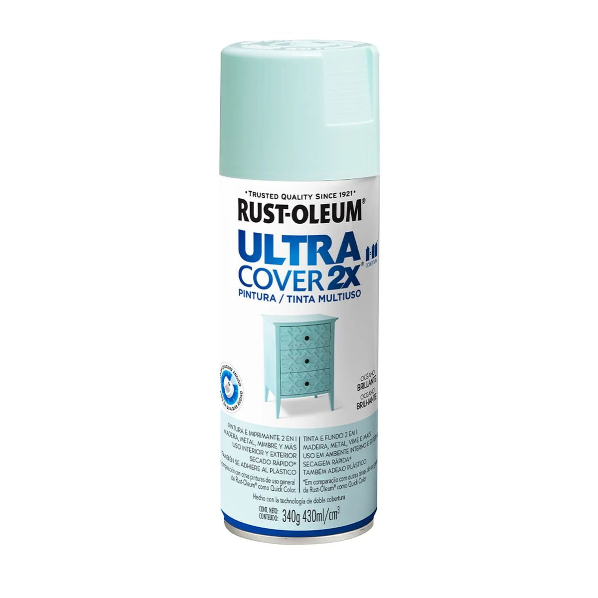 Rust-oleum - Pintura En Spray Ultra Cover 2x Multiuso Océano Brillante 340 G