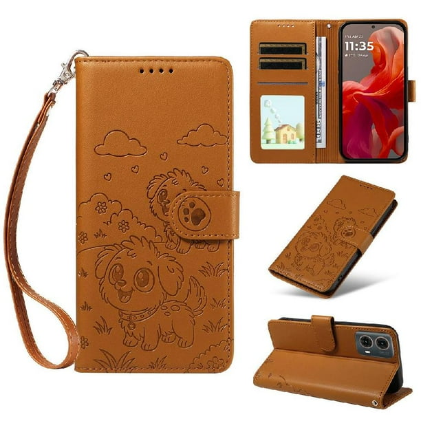 Funda Billetera FOXDOCK Compatible con Motorola Moto Edge 50 Fusion 5G, Diseño Perrito Tierno, Ranuras para Tarjetas y Soporte Plegable