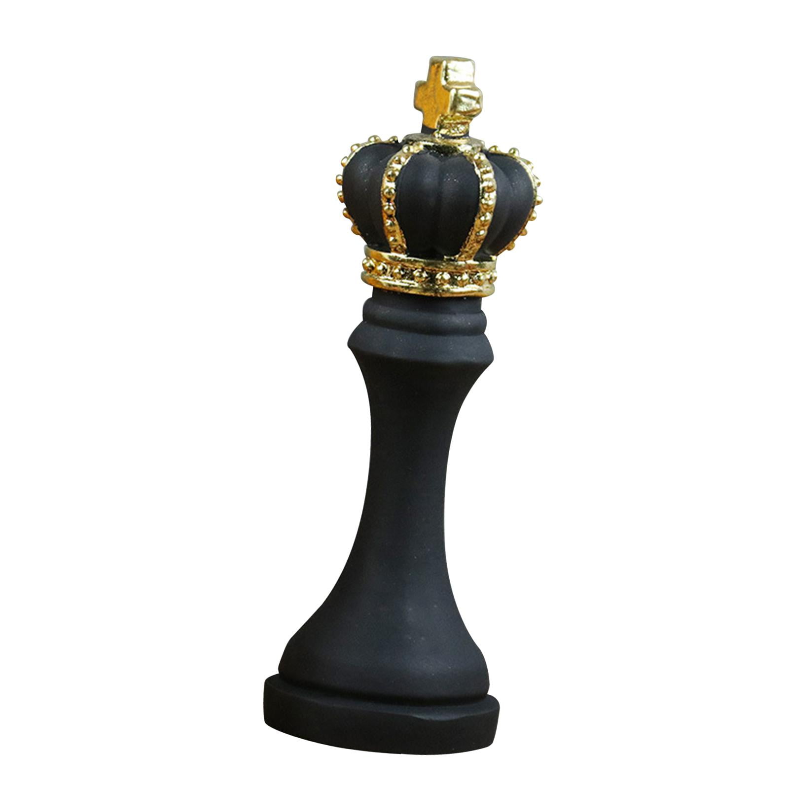 Bothyi - Estatua De Piezas De Ajedrez Con Resina De Pintura Dorada, Regalo Para Escritorio, Sala De Estar, Oficina, Forma De Rey Negro