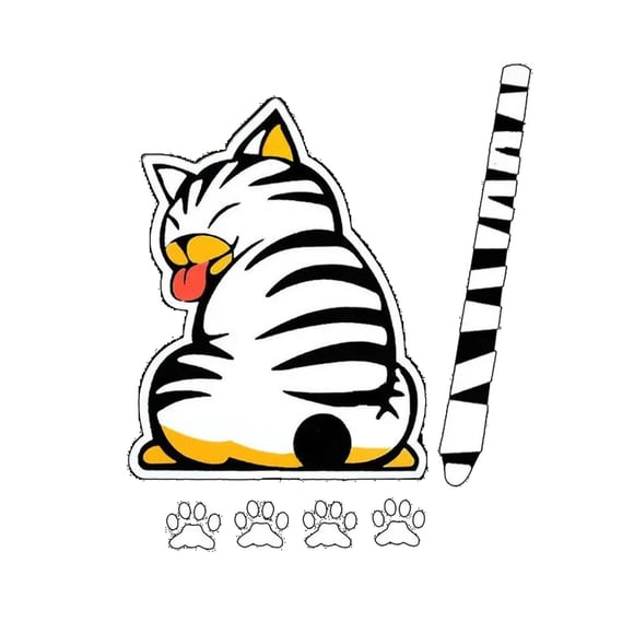 Calcomanía / Sticker - Gato - Parabrizas trasero blanco