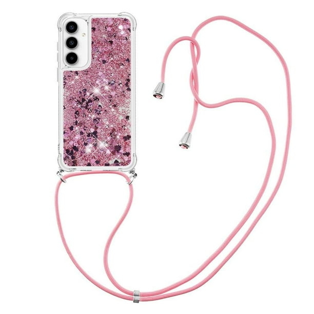 Funda FOXDOCK para Samsung Galaxy A35 con Cuerda Ajustable, Brillo Líquido, Protección Antigolpes y Lente – Ideal para Regalo
