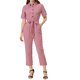 thumbnail image 1 of INSPIRE CHIC Mono de regreso a clases para mujer, manga corta, con cuello, botones, cintura ajustable, algodón, cargo, XS, rosa, 1 of 7