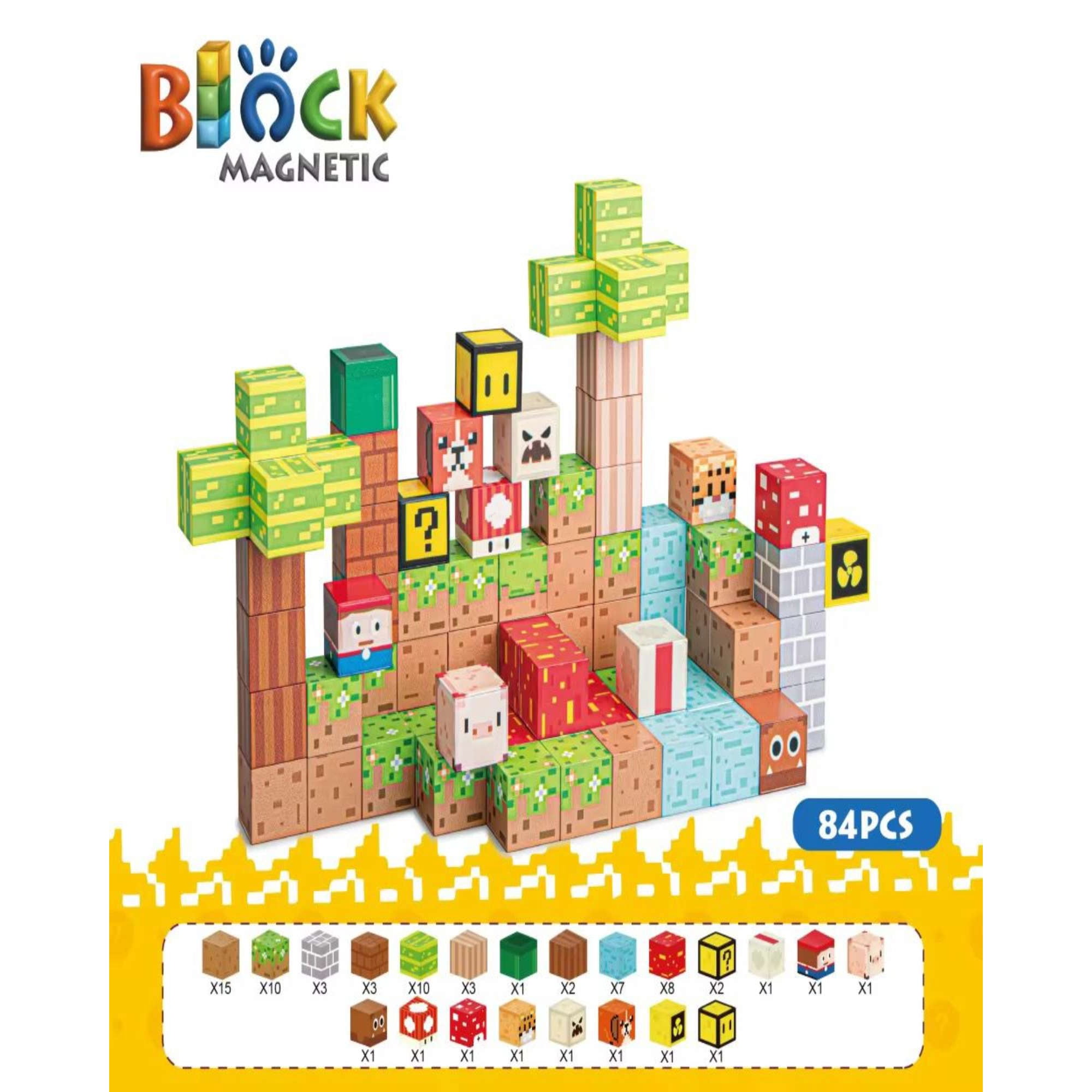 Minecraft - Cubo Bloques Magnético 84 Piezas Diseño Mine-cratf