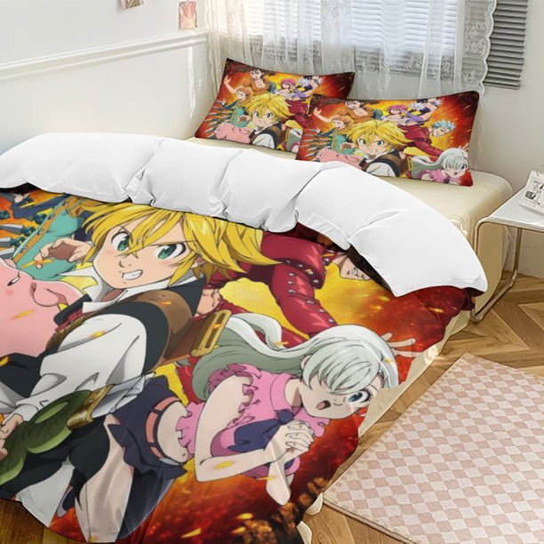 x560 The Seven Deadly Sins 3-Piece Bedding Set Warm And Comfortable Soft Duvet Cover Bed Set with 1 Duvet Cover And 2 Pillowcases for Bedroom b560