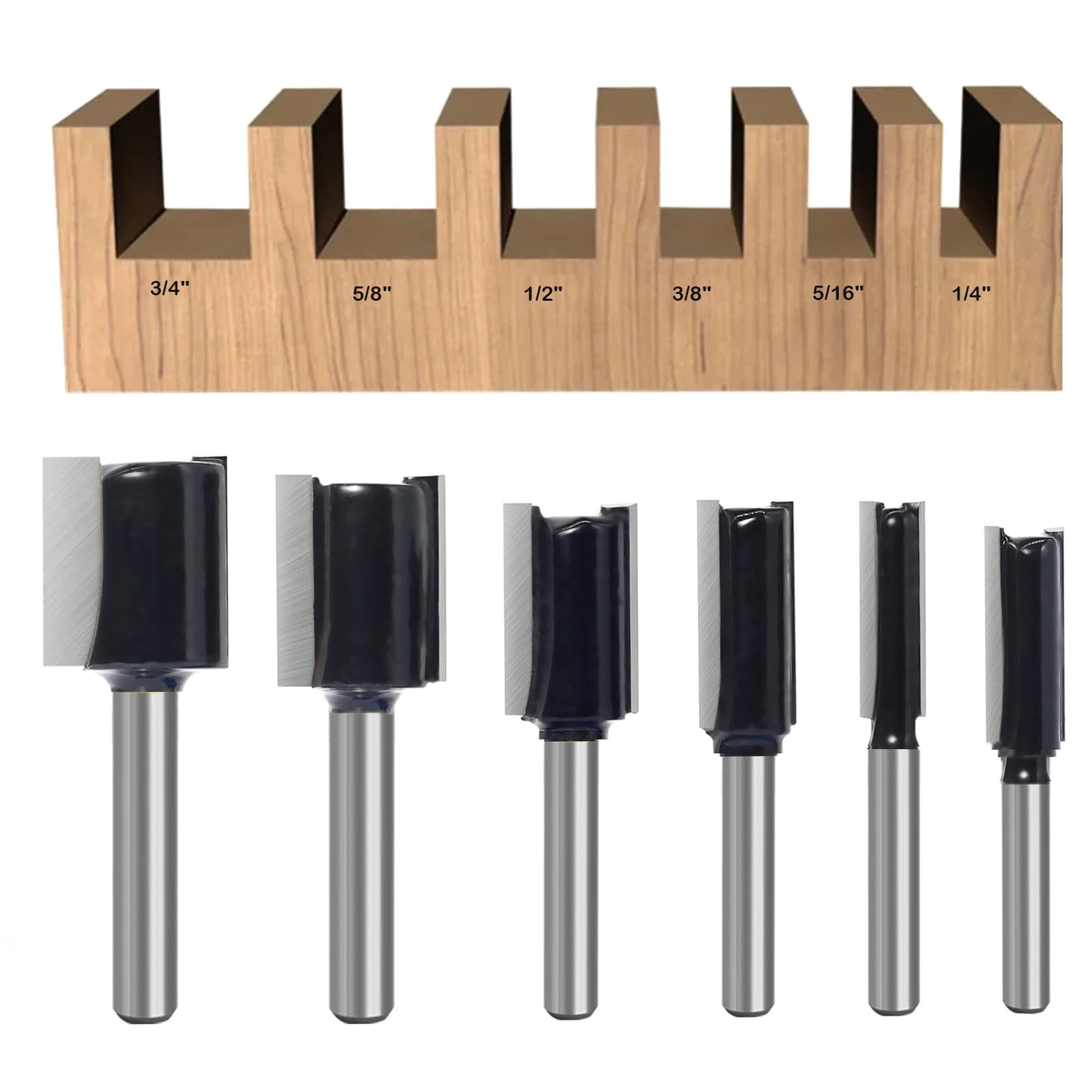 Juego De Brocas Rectas Sicwood, 6 Piezas, Vástago De 1/4 Para Carpintería