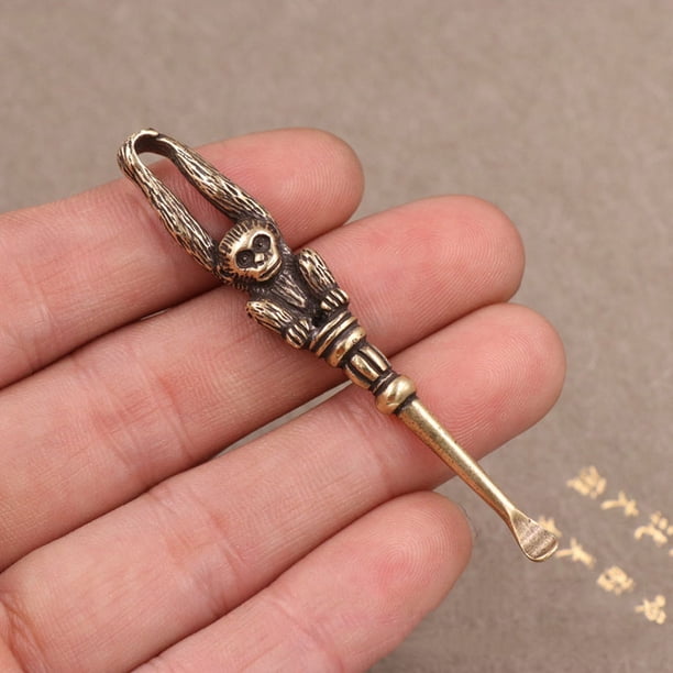 1pc Retro Brass Ear Spoons Ear Clean Tool Earpick Ear Wax Remover Curette Ear Cleaner Spoon Keychain Pendants Ear Care Health