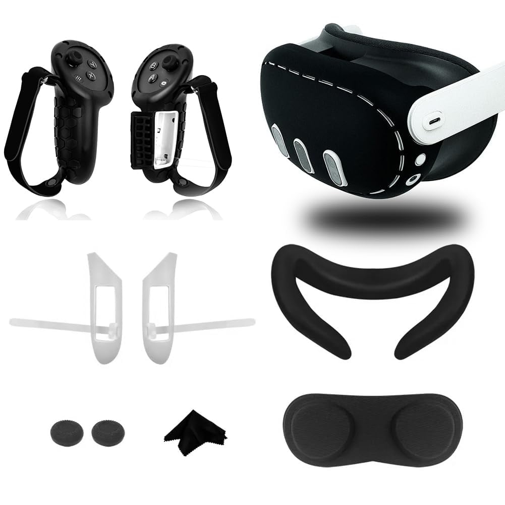 Set De Accesorios Funda De Silicona Aaronmei Para Meta Quest 3 Negro