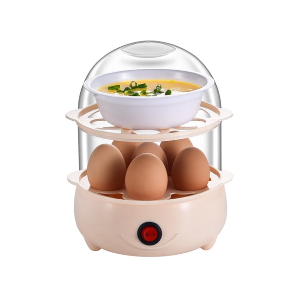 Cocina de huevos eléctrica caldera de hervidor suave, medio o duro, 14 Capacidad de huevos de dos capas, vaporizador de huevos, con apagado automático, sin ruido