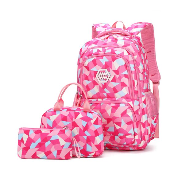 Set de mochilas con estampado geométrico Bansusu para niñas y lonchera