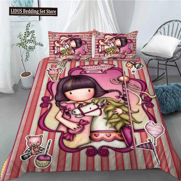 v1146 Bed Sheets Santoro Gorjuss Duvet Cover Set Full Queen King Size Anime Beautiful Girl Bedding Set Santoro Gorjuss Girls Duvet Cover 3-Piece Bedding Set (1 Duvet Cover + 2 Pillow Shams) Bed Sheets