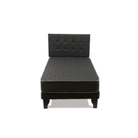 Cama Europea Espumix New Basic Black 1 Plazas + Respaldo Punto