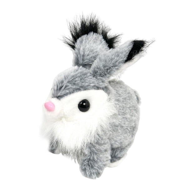 Juguete electrónico de conejo interactivo educativo con orejas móviles y sonido de animación, peluche suave, ideal para fiestas infantiles y decoració Gris claro