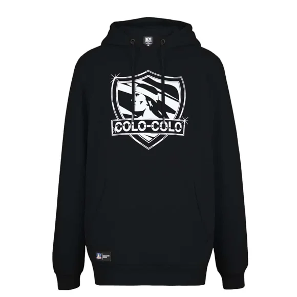 Polerón Colo Colo Urbano Hoodie Negro Escudo Franjas