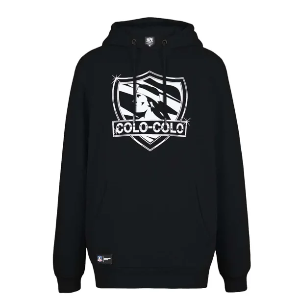 Polerón Colo Colo Urbano Hoodie Negro Escudo Franjas