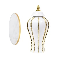 Magideal - Jarrón De Para Jengibre, Colección De Floreros De Cerámica, Chino Con Tapa Y Bandeja, Adorno Decorativo Para Escritorio, Dormitorio, Cocina, Xs Oro