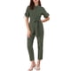 thumbnail image 1 of INSPIRE CHIC Mono de regreso a clases para mujer de manga corta con cuello, botones, cintura con lazo, algodón, cargo, talla M, verde, 1 of 7