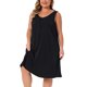 thumbnail image 4 of Agnes Orinda Women's Plus Size Camisones de Satén Cuello en V Tirantes Anchos Plisados Camisón Ancho para Dormir Vestido de Descanso 3X Negro, 4 of 6