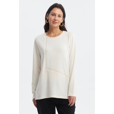 Fashionspark - Polera Mujer Slim Crema