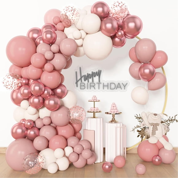 Kit de arco y guirnalda de globos Archloon rosa empolvado de 156 piezas