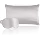 thumbnail image 1 of Funda de almohada de seda natural con antifaz, 100 % seda morera de grado 6A, con sobre estándar, 1 of 6